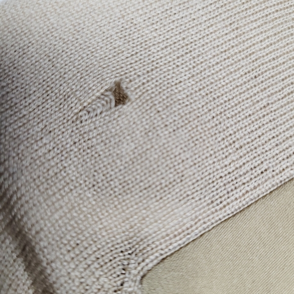 Theory Project Silk Georgette Combo Sweater Women's Small Camel Long Sleeve Flaw - Picture 11 of 11